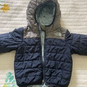 The North Face Dark Blue and Gray Quilted Jacket